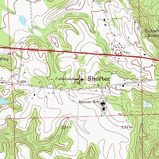 Topographic Map of Cubahatchee Baptist Church, AL