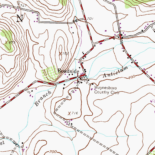Topographic Map of Biesecker Run, PA