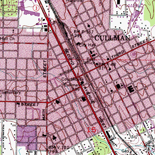 Topographic Map of Cullman, AL