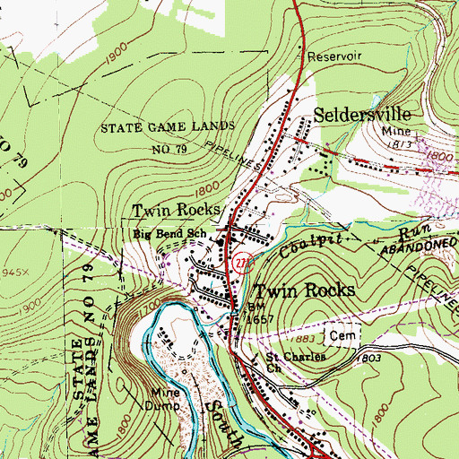Topographic Map of Big Bend School, PA