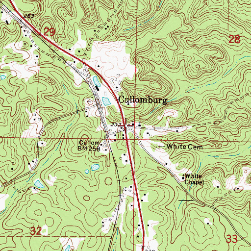 Topographic Map of Cullomburg, AL