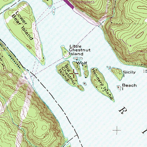 Topographic Map of Big Chestnut Island, PA