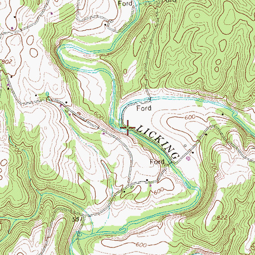 Topographic Map of Big Cove Creek, PA