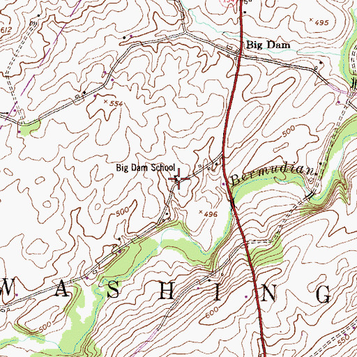 Topographic Map of Big Dam School, PA