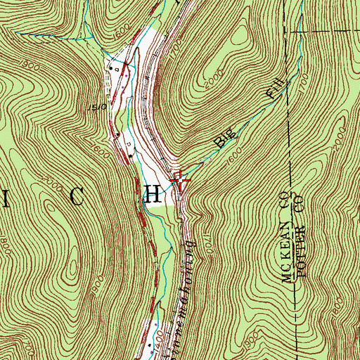Topographic Map of Big Fill Hollow, PA