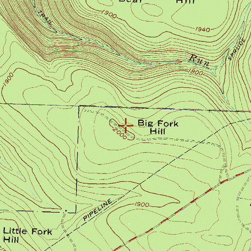 Topographic Map of Big Fork Hill, PA