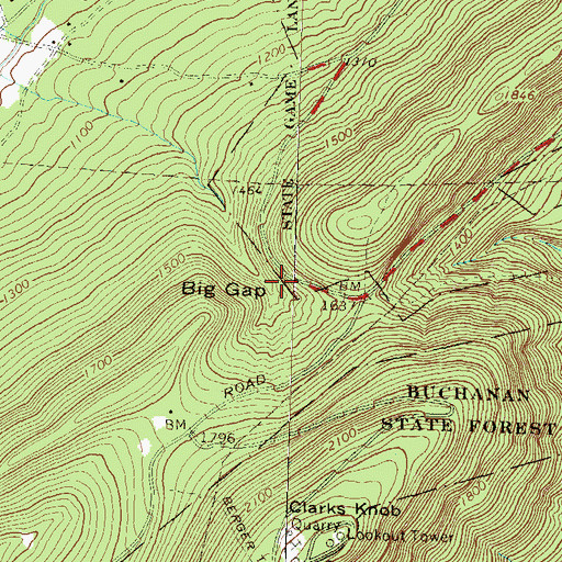 Topographic Map of Big Gap, PA