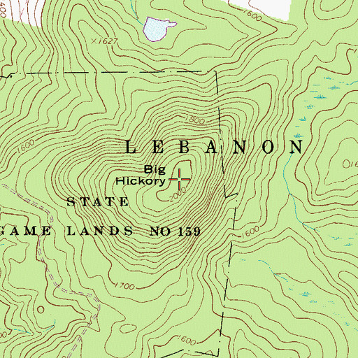 Topographic Map of Big Hickory, PA