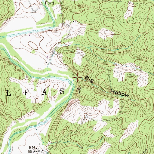 Topographic Map of Big Hollow, PA