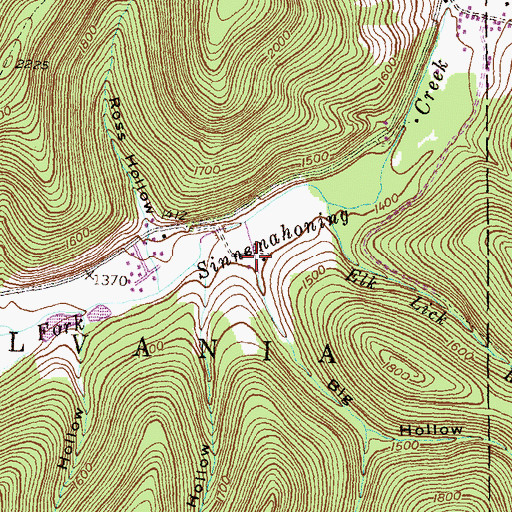 Topographic Map of Big Hollow, PA