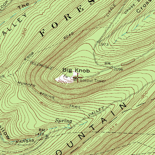 Topographic Map of Big Knob, PA