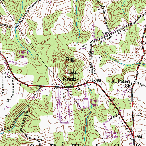 Topographic Map of Big Knob, PA