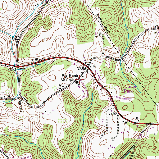 Topographic Map of Big Knob Grange, PA