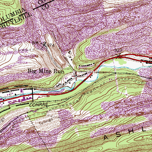 Topographic Map of Big Mine Run, PA
