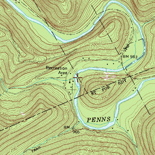 Topographic Map of Big Poe Creek, PA