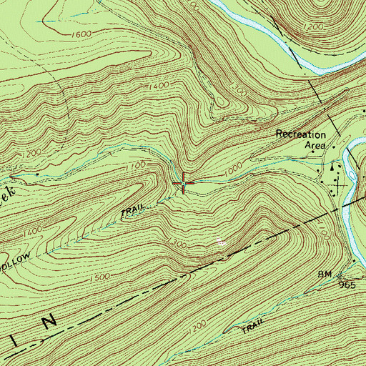 Topographic Map of Big Poe Valley, PA