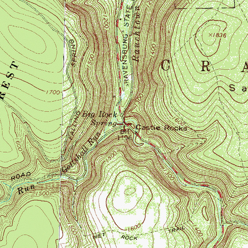 Topographic Map of Big Rock Spring, PA