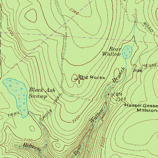 Topographic Map of Big Rocks, PA