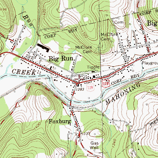 Topographic Map of Big Run, PA