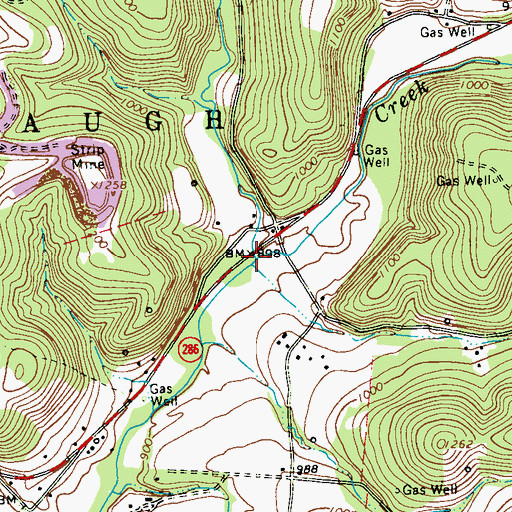 Topographic Map of Big Run, PA