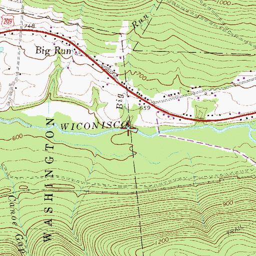 Topographic Map of Big Run, PA