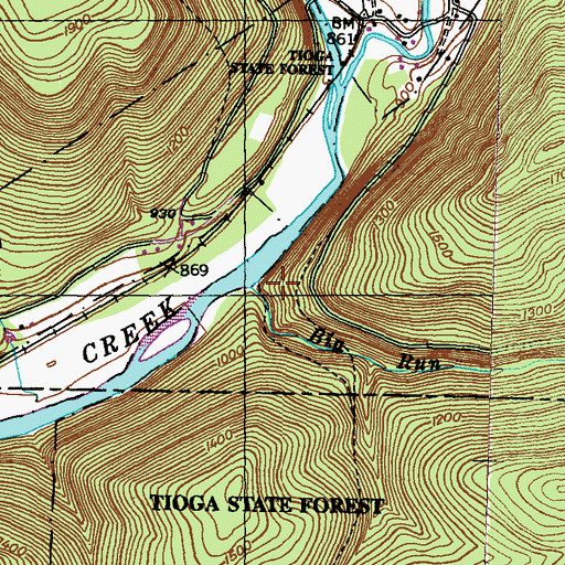 Topographic Map of Big Run, PA