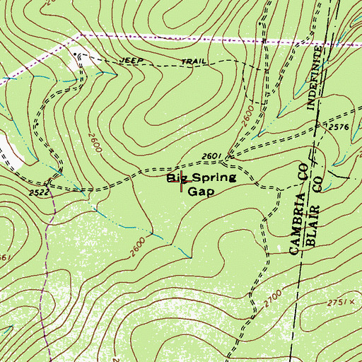 Topographic Map of Big Spring Gap, PA