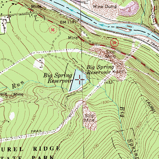 Topographic Map of Big Spring Reservoir, PA