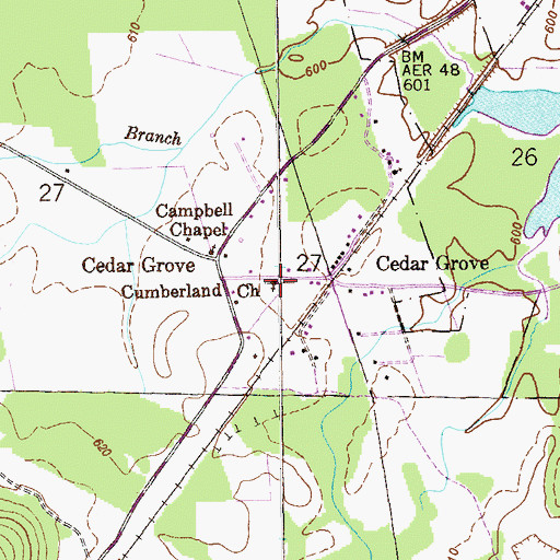 Topographic Map of Cumberland Church, AL