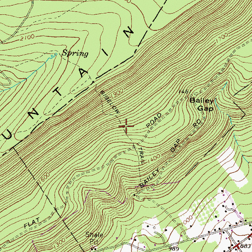 Topographic Map of Bigelow Trail, PA