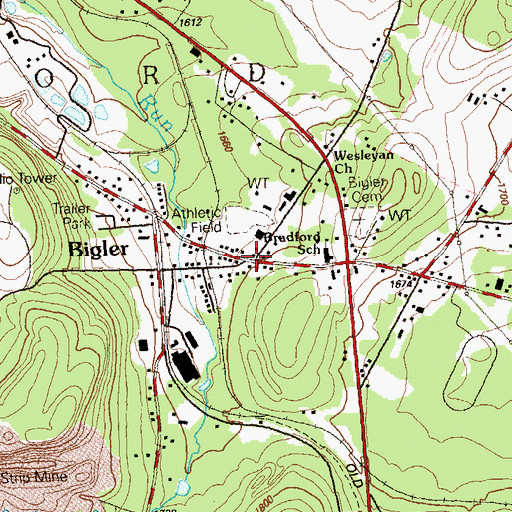 Topographic Map of Bigler, PA