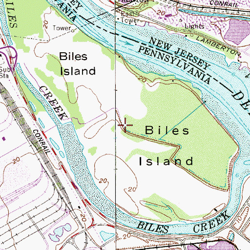 Topographic Map of Biles Island, PA