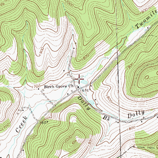 Topographic Map of Birch Grove Church, PA