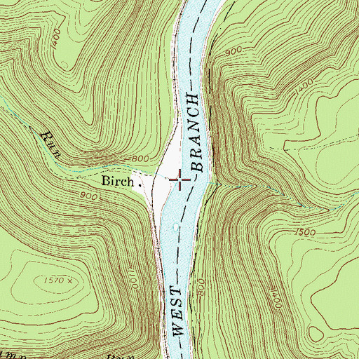 Topographic Map of Birch Island Run, PA