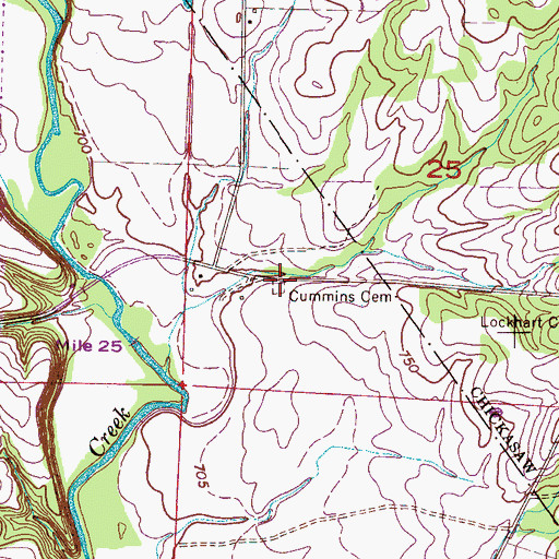 Topographic Map of Cummins Cemetery, AL