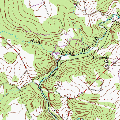 Topographic Map of Birch Run, PA