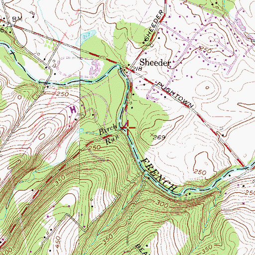 Topographic Map of Birch Run, PA