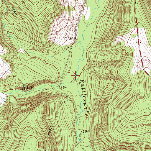 Topographic Map of Birch Springs Run, PA