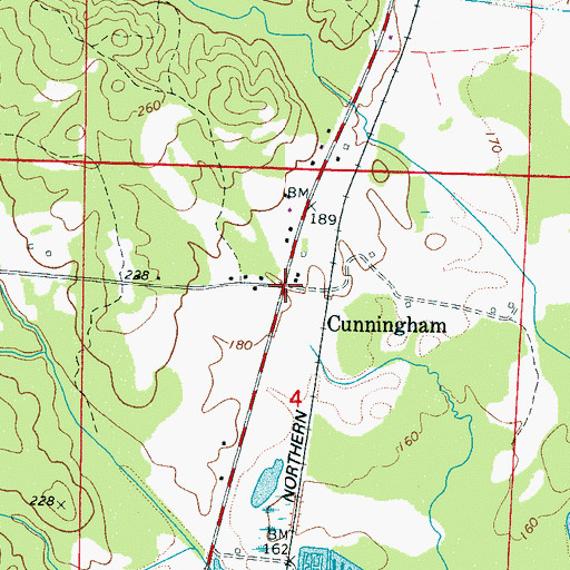 Topographic Map of Cunningham, AL