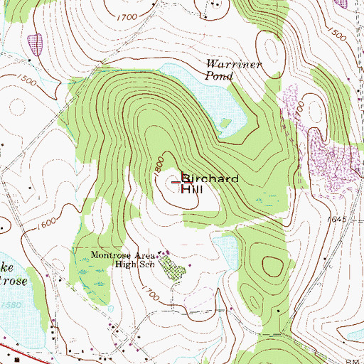 Topographic Map of Birchard Hill, PA