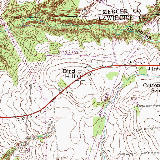 Topographic Map of Bird Hill, PA