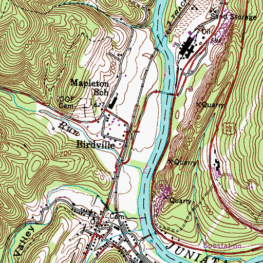 Topographic Map of Birdville, PA