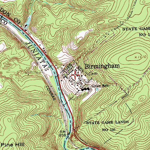 Topographic Map of Birmingham, PA