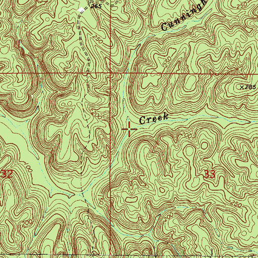 Topographic Map of Cunningham Branch, AL