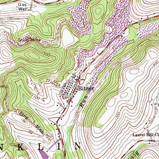 Topographic Map of Bitner, PA