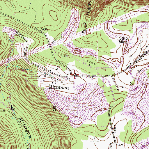 Topographic Map of Bitumen, PA