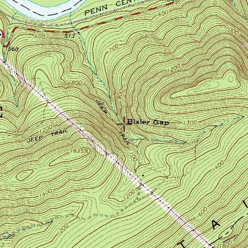 Topographic Map of Bixler Gap, PA