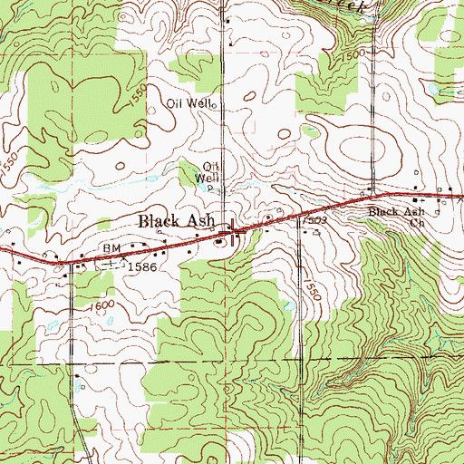 Topographic Map of Black Ash, PA