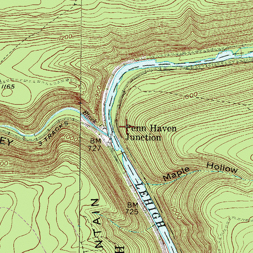 Topographic Map of Black Creek, PA