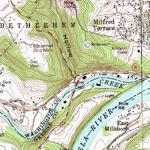 Topographic Map of Black Dog Hollow, PA